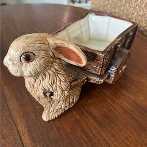 Vintage Ceramic Bunny Planter Brown